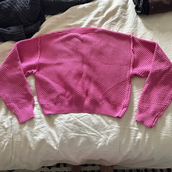 free people lila cardigan in plumdrop (hot pink) - Picture 5 of 5